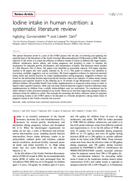 Iodine intake in human nutrition: a systematic literature review.